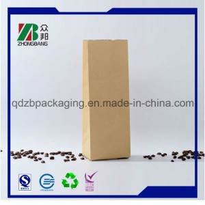 Customized Square Bottom Kraft Paper Bag for Coffee or Tea
