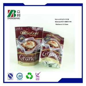 Hermetically Sealed Plastic Dried Food Packaging Bag with Zipper