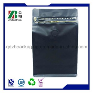 Flat Bottom Ziplock Aluminium Foil Coffee Packaging Bag with Valve