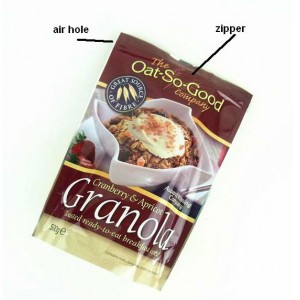 FDA Quality Ziplock Granola Packaging Bag