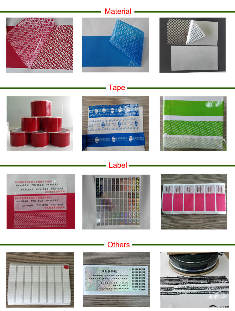 Accept Custom Order and Adhesive Tamper Evident Void Tape