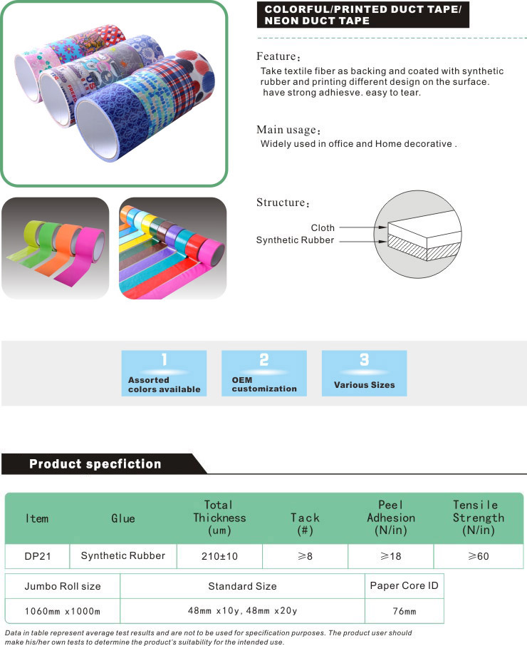 High Quality Binding Rubber Based Cloth Duct Tape
