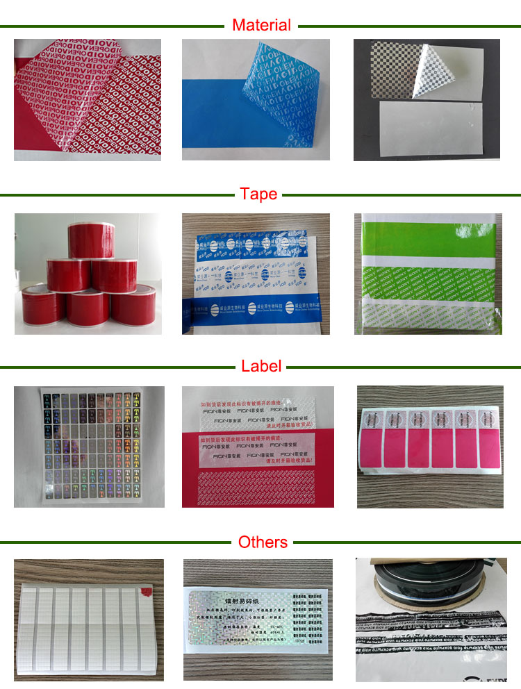 Brittle Warranty Label Paper/Customized White Vinyl Destructive Sticker